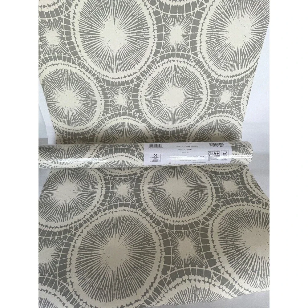 1 Roll of Scion Melinki Wall Paper Tree Circles No 110251 Beige/Gray NEW